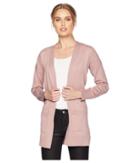 Pink Rose Long Sleeve Drop Shoulder Open Cardigan W/ Pockets And Side Rib (mauve Dust) Women's Sweater