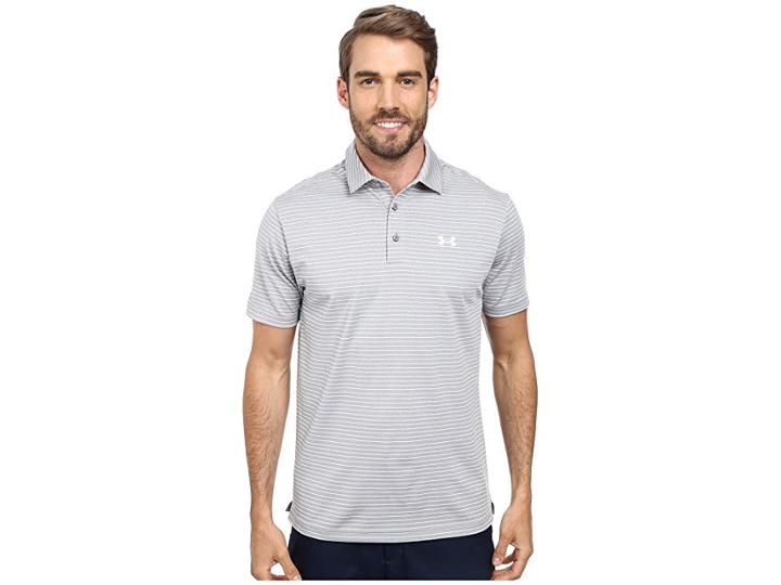 Under Armour Golf Ua Playoff Polo (true Gray Heather/white/white) Men's Short Sleeve Knit
