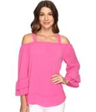 Brigitte Bailey Samson Color Blocked Top (raspberry Rose) Women's Clothing