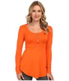 Mod-o-doc L/s Henley Tunic (flame) Women's Long Sleeve Pullover