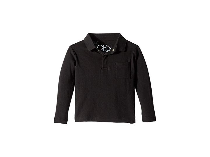 Chaser Kids Polo Shirt With Front Pocket (toddler/little Kids) (true Black) Boy's Long Sleeve Pullover
