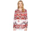 Tribal Georgette Long Sleeve Blouse With Back Gather Detail (scarlet) Women's Blouse