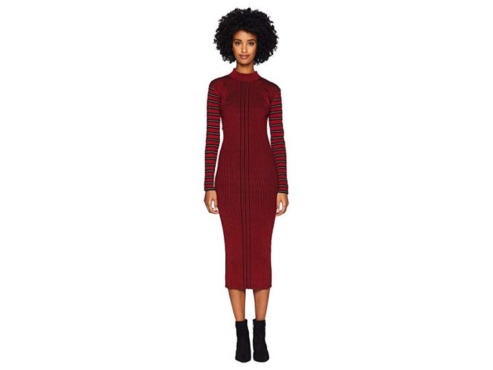 Mcq Rib Striped Dress (red Clay) Women's Dress