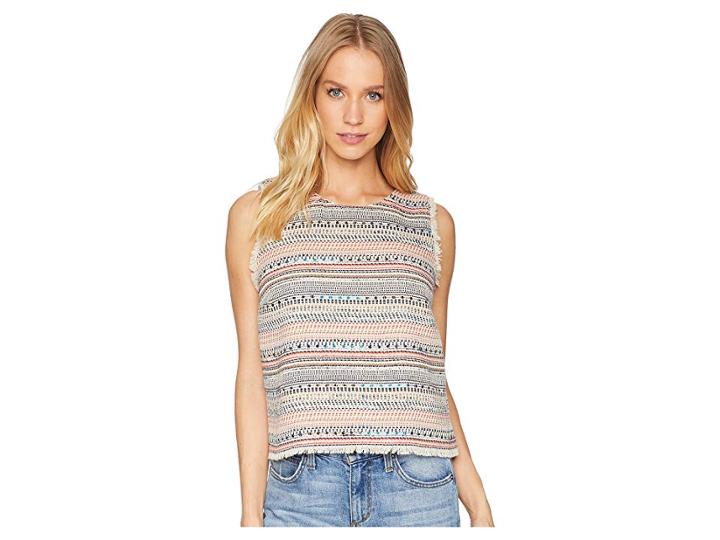 1.state Sleeveless Frayed Edge Tweed Top (antique White) Women's Sleeveless