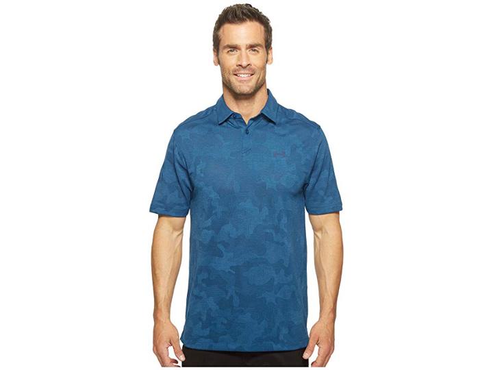 Under Armour Golf Threadborne Camo Polo (blackout Navy/blackout Navy/steel) Men's Clothing