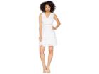 Donna Morgan V-neck Sleeveless Eyelet Dress With Waist Faggoting (white) Women's Dress
