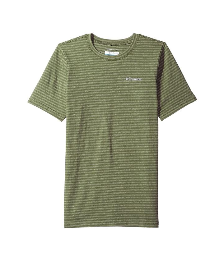 Columbia Kids Cullman Crest Striped Tee (little Kids/big Kids) (mosstone Stripe) Boy's T Shirt