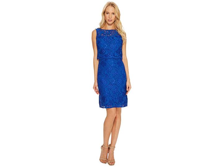 Ellen Tracy Lace Popover Dress (cobalt) Women's Dress