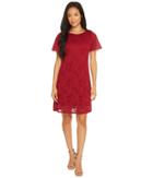 Taylor Textured A-line Lace Dress With Chiffon Sleeves (merlot) Women's Dress