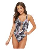 The Bikini Lab What's My Sage Again Plunge High Neck One-piece (multi) Women's Swimsuits One Piece