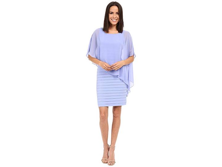 Adrianna Papell Chiffon Drape Overlay With Banding (wisteria) Women's Dress