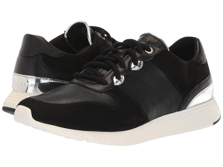 Cole Haan Grand Crosscourt Wedge Sneaker (black Leather) Women's Lace Up Casual Shoes