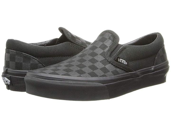 Vans Kids Classic Slip-on (little Kid/big Kid) ((checkerboard) Mono/black) Kids Shoes