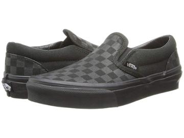 Vans Kids Classic Slip-on (little Kid/big Kid) ((checkerboard) Mono/black) Kids Shoes