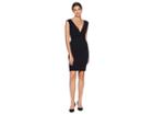 Bebe Scuba Crepe Sheath Dress With Deep V (black) Women's Dress