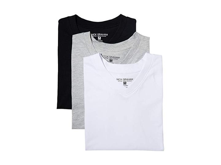 Nick Graham 3-pack V-neck T-shirts (white/grey/black) Men's Underwear