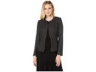 Tahari By Asl Tweed Zip Jacket With Metallic Detail (black/silver) Women's Coat