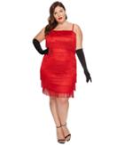 Unique Vintage Plus Size Speakeasy Flapper Dress (red) Women's Dress