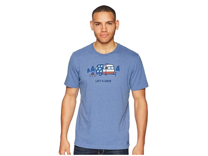 Life Is Good Americana Camp Crusher Tee (heather Vintage Blue) Men's T Shirt