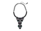 Steve Madden Casted Curb Leather Bib Statement Choker Necklace (black) Necklace