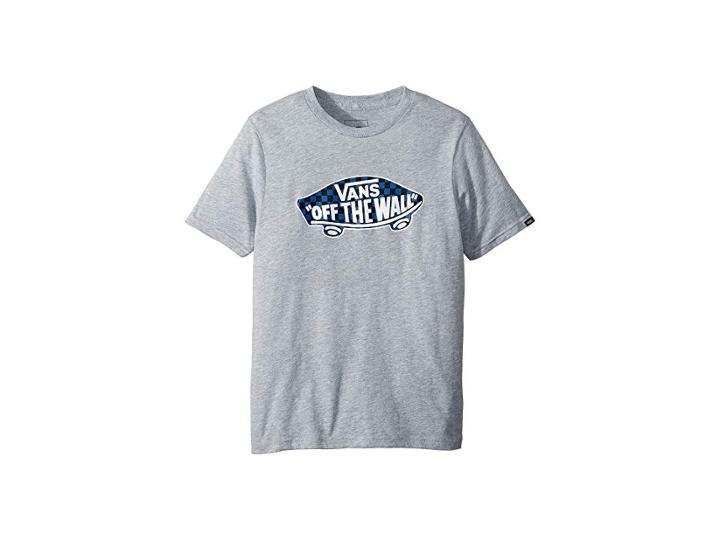 Vans Kids Otw Logo Fill T-shirt (big Kids) (athletic Heather/true Blue/black/checkerboard) Boy's T Shirt