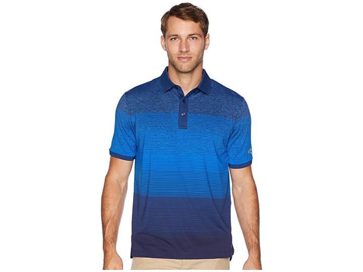 Callaway Space Dye Engineered Striped Polo (estate Blue) Men's Short Sleeve Pullover