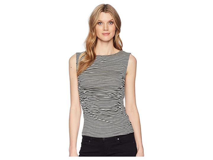 B Collection By Bobeau Rory Ruched Tank Top (black Stripe) Women's Sleeveless