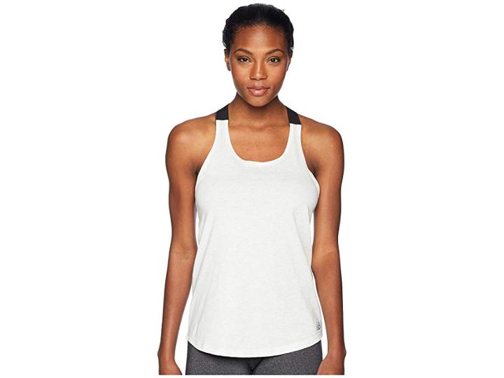 New Balance Heather Tech Tank Top (sea Salt Heather/black) Women's Sleeveless