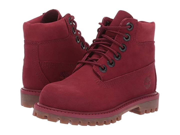 Timberland Kids 6 Premium Waterproof Boot (toddler/little Kid) (burgundy Nubuck) Kids Shoes