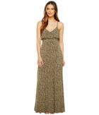 Michael Michael Kors Finley Flounce Maxi (safari Green) Women's Dress