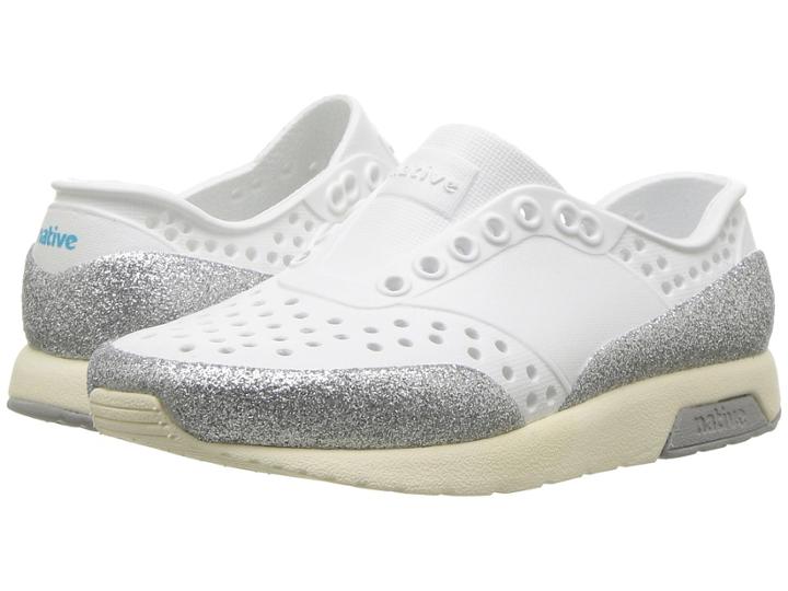 Native Kids Shoes Lennox Glitter (toddler/little Kid) (shell White/bone White/pigeon Grey/glitter) Girls Shoes