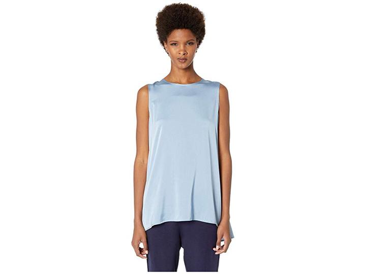 Eileen Fisher Round Neck Long Shell (haze) Women's Clothing