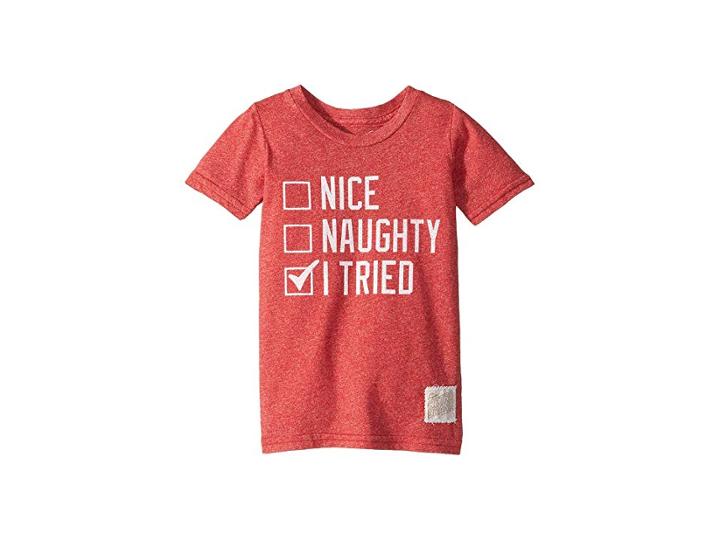 The Original Retro Brand Kids Nice Naughty I Tried Mocktwist Tee (toddler) (mocktwist Red) Boy's T Shirt