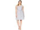 Anne Klein Seersucker Fit And Flare Dress (optic White/breton Blue) Women's Dress