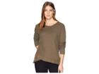 Dylan By True Grit Cotton Flat Back Slub Thermal Long Sleeve Crew With Crossover Hem (vintage Olive) Women's Clothing