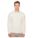 Eleventy Narrow Stripes Cashmere Crew Neck Sweater (ivory) Men's Sweater