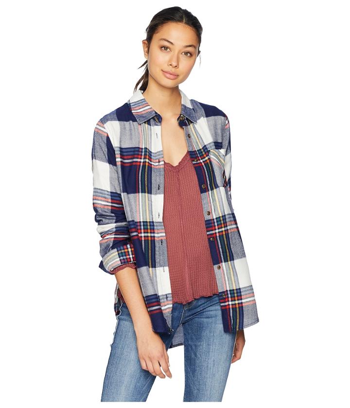 Pink Rose Button Down Shirt W/ Front Tie (navy/white) Women's Clothing