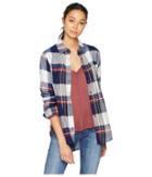 Pink Rose Button Down Shirt W/ Front Tie (navy/white) Women's Clothing