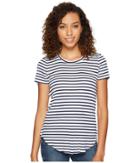 Splendid 1x1 Venice Stripe Crew Neck Top (white) Women's Clothing