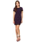 Donna Morgan Short Sleeve Easy Shift Lace Dress With Combo (amethyst) Women's Dress