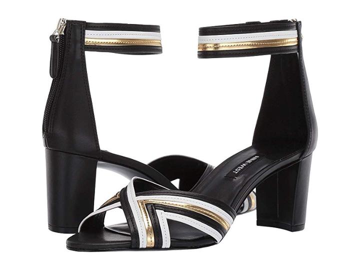 Nine West Pearl Heeled Sandal (black/white/oro 7) Women's Shoes
