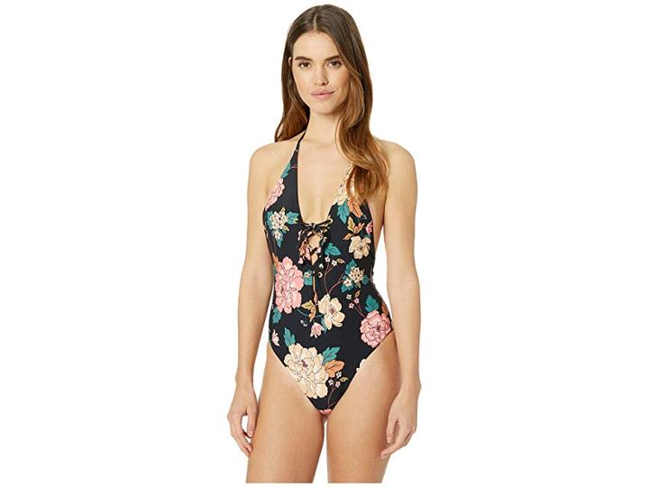 Billabong Linger On One-piece (black Pebble) Women's Swimsuits One Piece