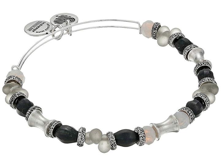 Alex And Ani Nightfall United Beaded Bangle (rafaelian Silver) Bracelet