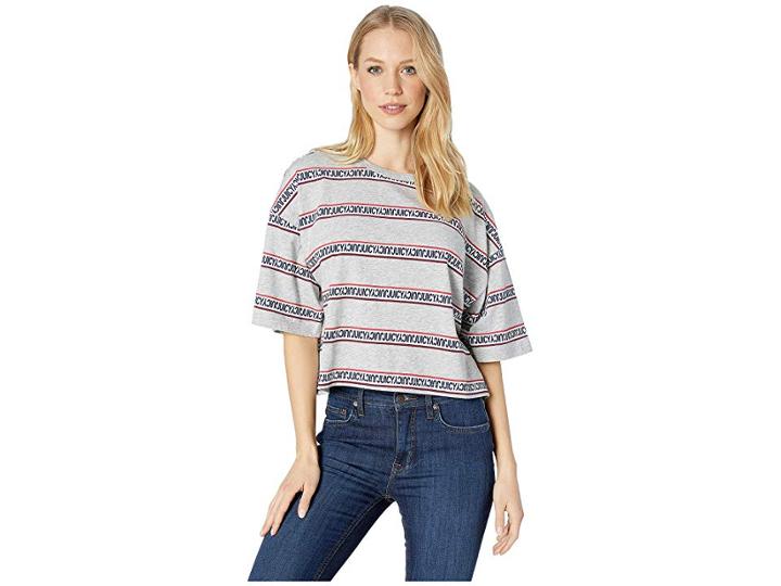 Juicy Couture Logo Horizontal Stripe Tee (juicy Horizontal Logo) Women's Clothing