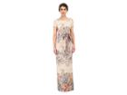Adrianna Papell Matelasse Printed Floral Column Gown W/ Picot Edge Ribbon (blush Multi) Women's Dress