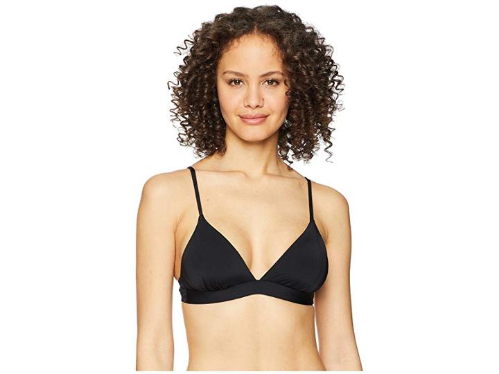 The Bikini Lab Solid Banded Triangle Bikini Top (black) Women's Swimwear