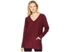 Tribal Long Sleeve Lace-up Detail Sweater (zinfandel) Women's Sweater