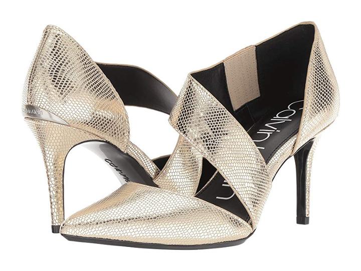 Calvin Klein Gella Pump (soft Gold Shiny Lizard) High Heels