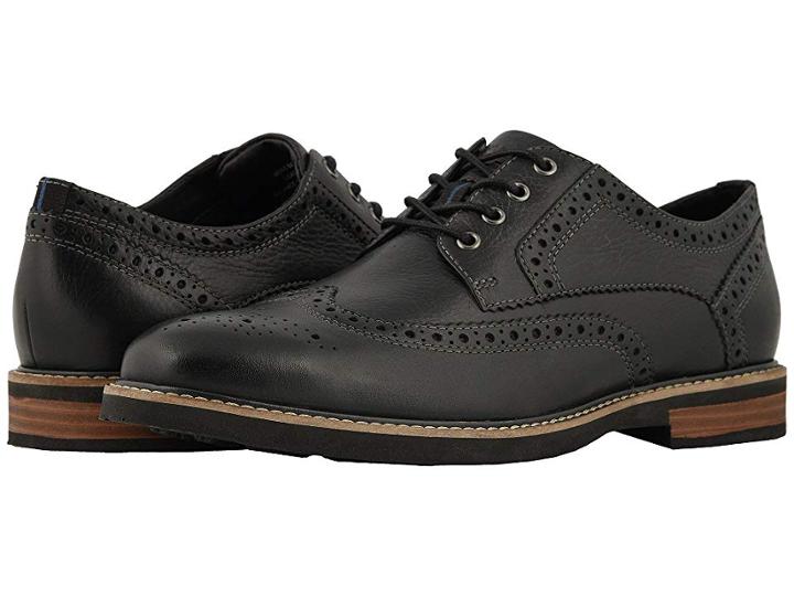Nunn Bush Oakdale Wingtip Oxford With Kore Walking Comfort Technology (black Tumbled) Men's Lace Up Wing Tip Shoes