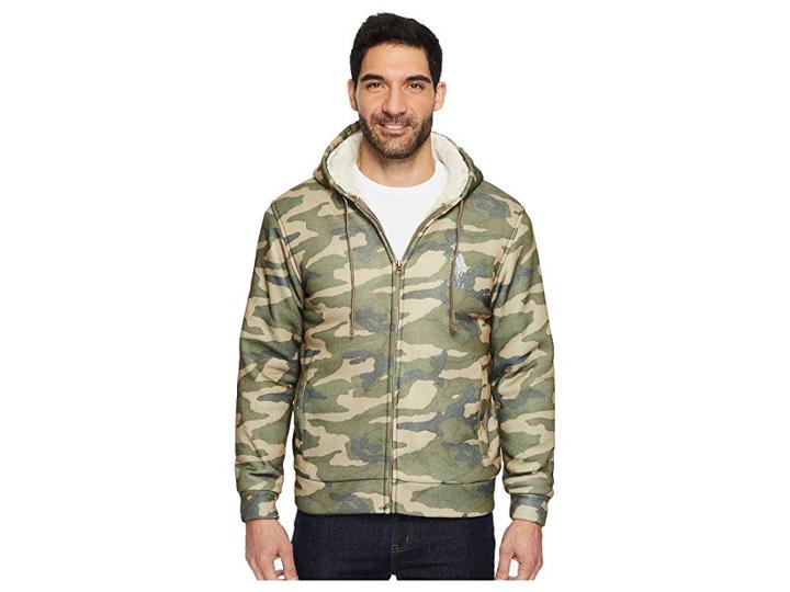 U.s. Polo Assn. Tonal Camo Full Zip Hoodie (forest Night) Men's Sweatshirt